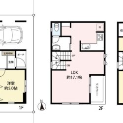 建物プラン例 建築面積：37.86㎡ 延べ床面積：98.00㎡（車庫面積含） 建物価格：1880万円